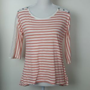Anthropologie Little Yellow Button Striped